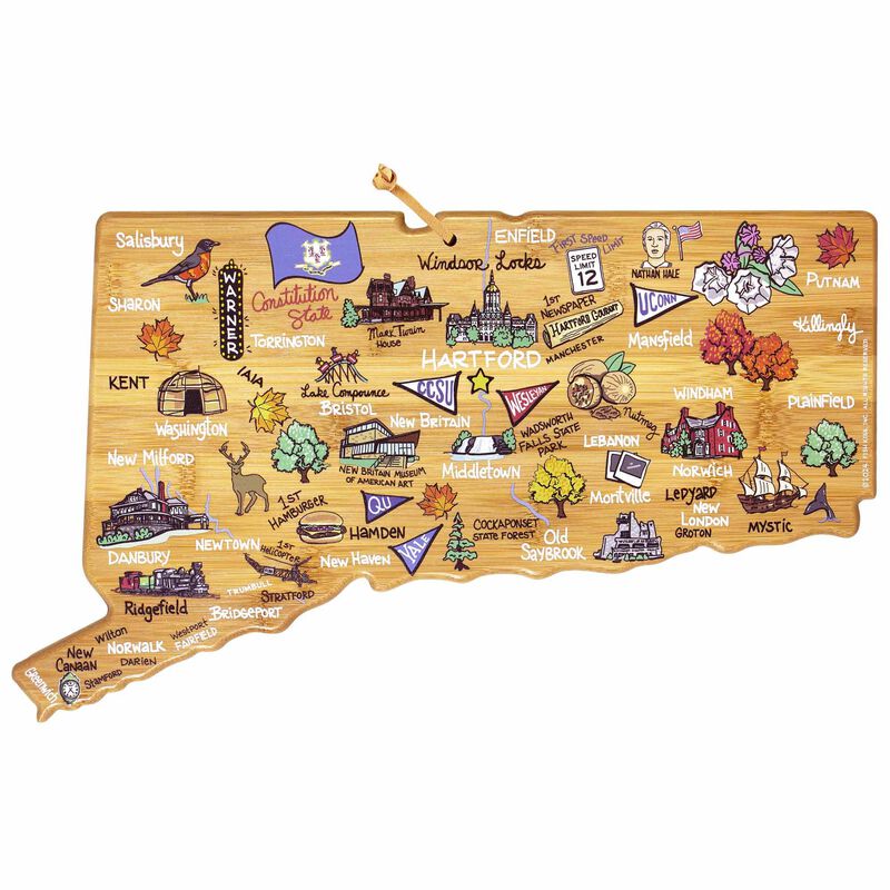 Connecticut Cutting Board with Artwork by Fish Kiss&trade;