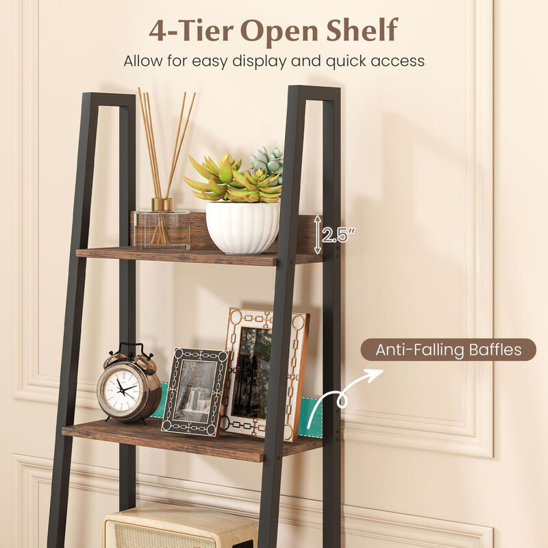 Modern 5-Tier Ladder Bookshelf with Fabric Storage Drawer image number 5