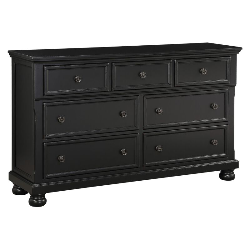 Queen Size Bedroom Set, Traditional Carved Wood Design, Black Finish, 4-Piece Set with Bed, Nightstands and Dresser image number 6