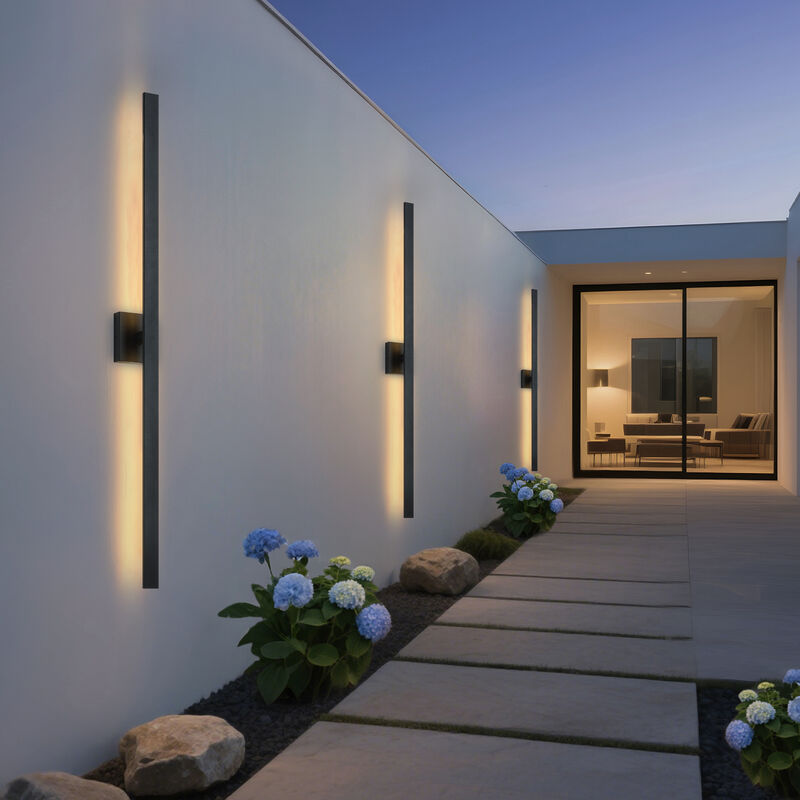 2-Pack 46.85" Modern Sand Black LED Outdoor Wall Lights image number 5
