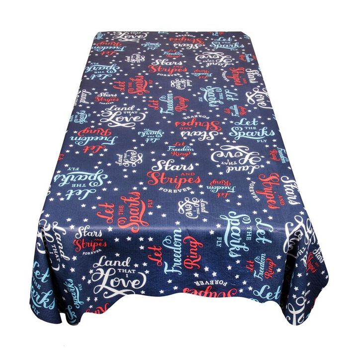 Carnation Home Fashions "USA" Vinyl Flannel Backed Tablecloth - 52x90", Red/White/Blue