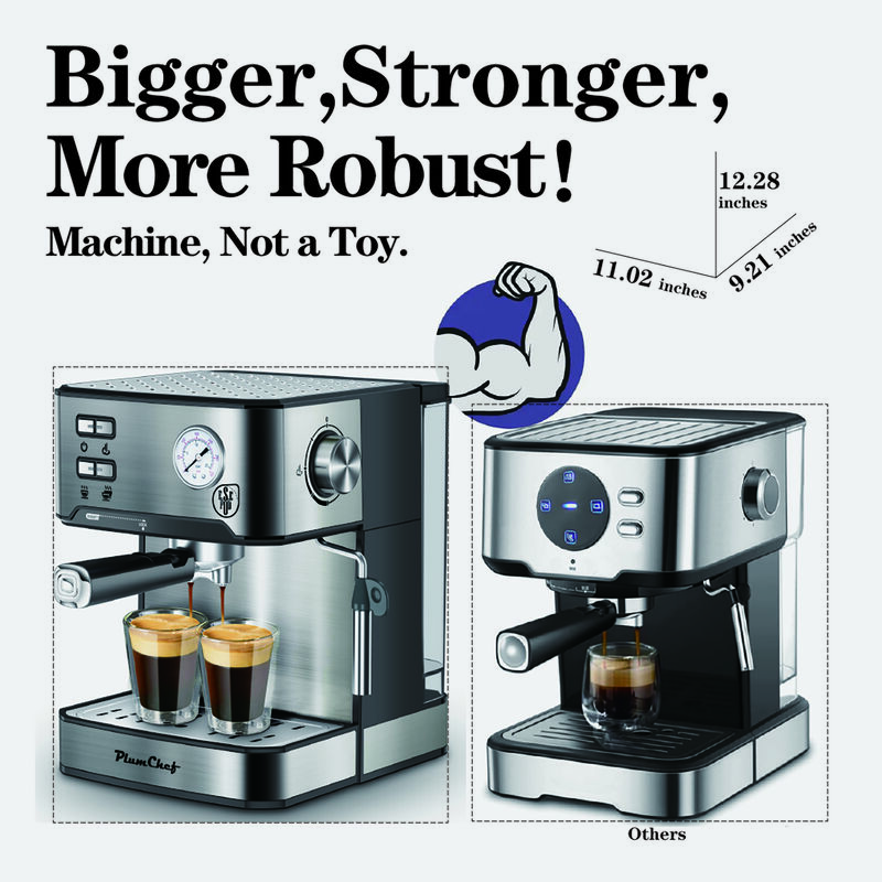 20 Bar Espresso Machine with Milk Frother, ESE Pod Compatible, Pressure Display, Single & Double Shot Home Barista image number 6