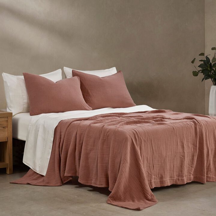 Cotton Voile Clay Twin Blanket Set