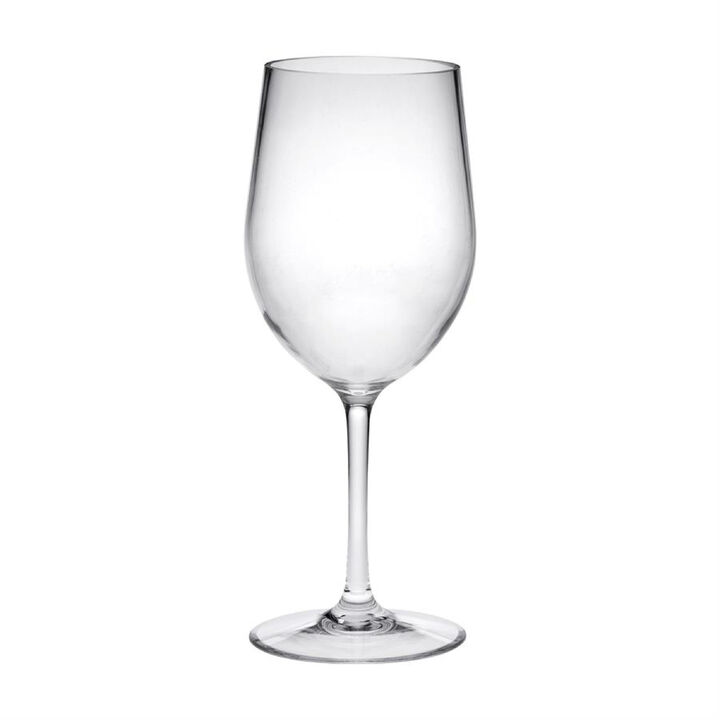 HomeRoots Set of Four Clear Tritan Plastic Stemmed All Purpose Wine Glass