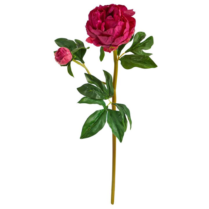 Nearly Natural 22-in Peony Artificial Flower (Set of 3)