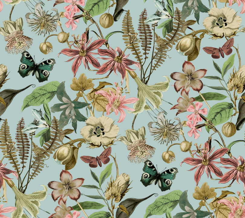 Butterfly House Sky Blue Wallpaper