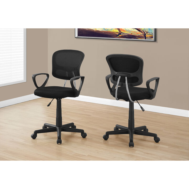 Monarch Specialties I 7260 Office Chair, Adjustable Height, Swivel, Ergonomic, Armrests, Computer Desk, Work, Juvenile, Metal, Mesh, Black, Contemporary, Modern