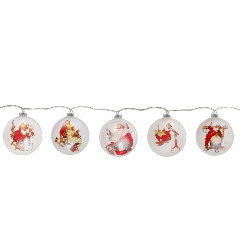 Set of 5 Glass Norman Rockwell Christmas Disc Lights
