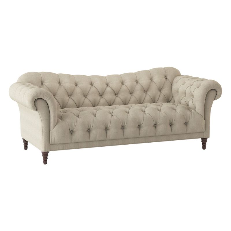 Traditional Style Button-Tufted 1pc Sofa Rolled Arms Brown Tone Fabric Upholstered Classic Look Furniture