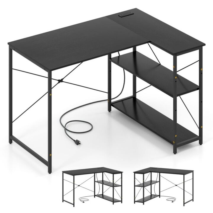 Hivvago L-shaped 47 Inch Reversible Corner Desk with Adjustable Storage Shelves