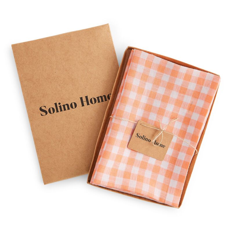 Christmas Linen Dinner Napkins 20 x 20 in Set of 4 - Gingham Check, Solino Home