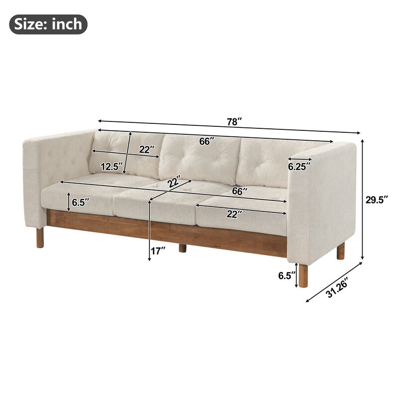 Jubpaf 78" Modern 3 Seater Sofa Chenille image number 3