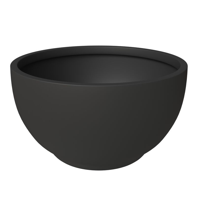 LeisureMod Grove Series Poly Stone Planter Set in Black