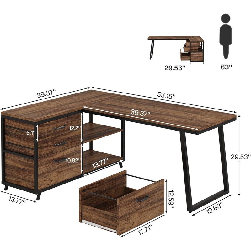 Tribesigns Height Adjustable C-Shaped End Table with Wheels, Walnut Brown Mobile Sofa Side Table with Tiltable Top and Magazine Holder, Rolling Snack Table for Living Room, Bedroom, and Home Office image number 4