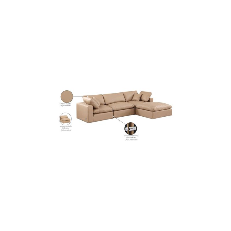 Meridian Furniture Comfy Tan Vegan Leather Modular Sectional