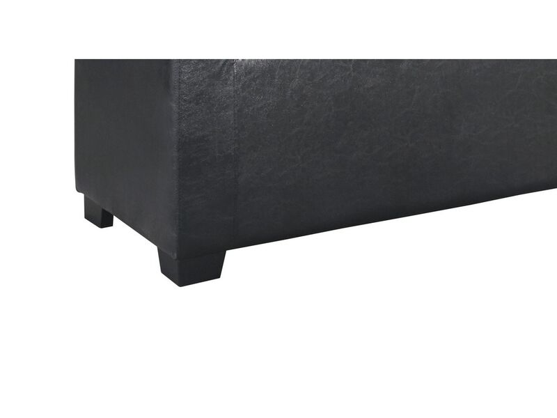 Leatherette Upholstered Storage Bench with Button Tufted Details, Black - Benzara