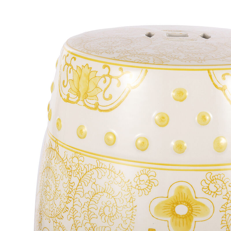 Double Happiness Chinoiserie Ceramic Drum Garden Stool