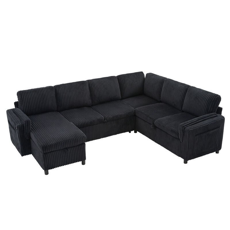 U-Shaped Sectional Sleeper Sofa with Storage, USB & Reversible Chaise, image number 0