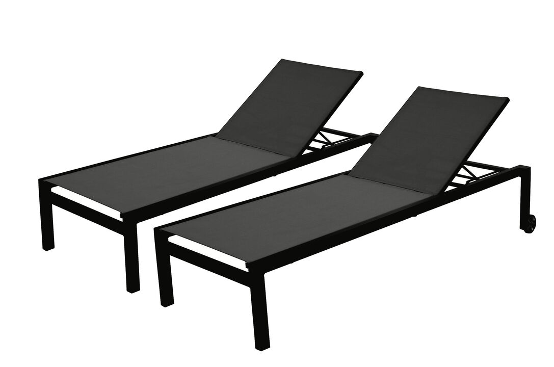Infinity Outdoor Patio Adjustable Metal Chaise Lounge Chair Recliner Set (2, Black)
