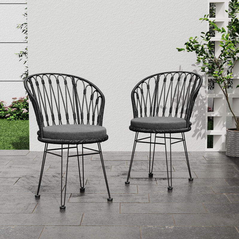 Merax Boho Industrial Patio Dining Chairs