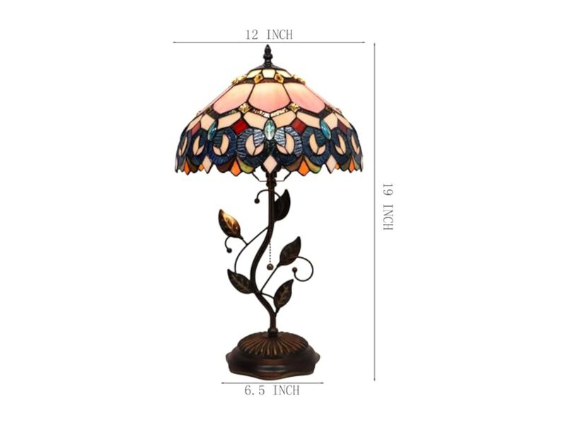 Tiffany Style Stained Glass Table Lamp For Office Pink image number 1