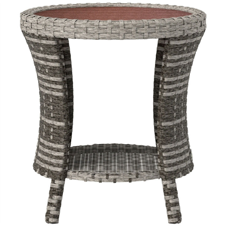 Stylish Rattan Side Table, Perfect for End Table Use For Patio Seating