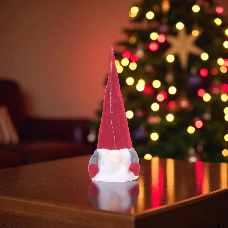 Plush Gnome Tree Topper with Long Hat for Holiday Christmas Tree Decoration