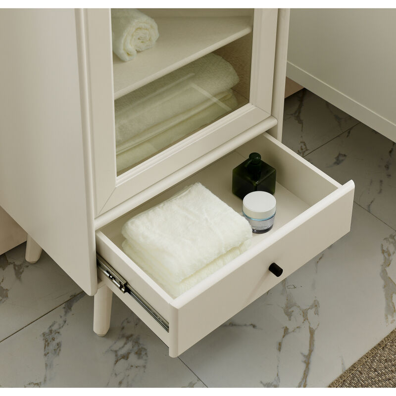 Streamdale White Bathroom Cabinet with Glass Door (46")