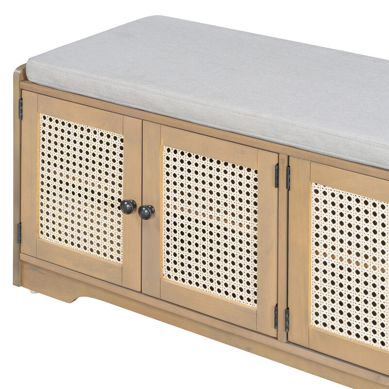 TREXM Rustic Storage Bench Wood Entryway Shoe Bench image number 3