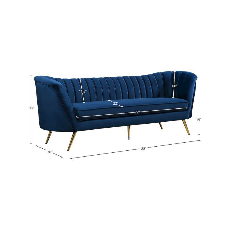 Meridian Furniture Margo Navy Velvet Sofa