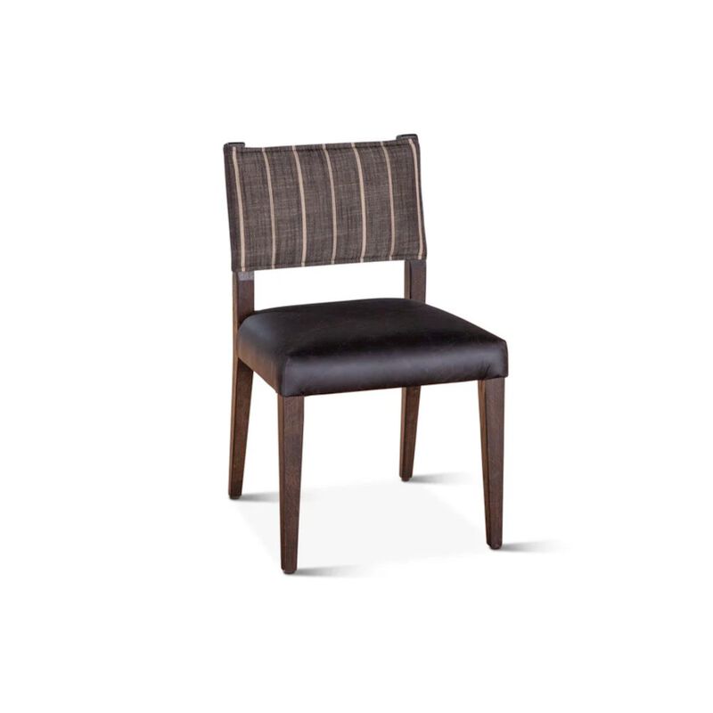 World Interiors Lila Dining Chair in Black Leather and Linen image number 0