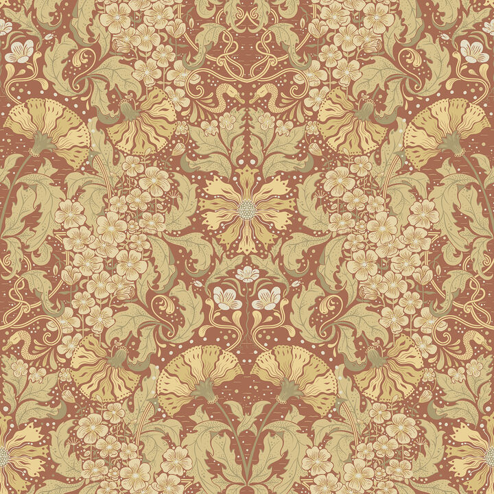 Ojvind Rust Floral Ogee Wallpaper (Set of 2)