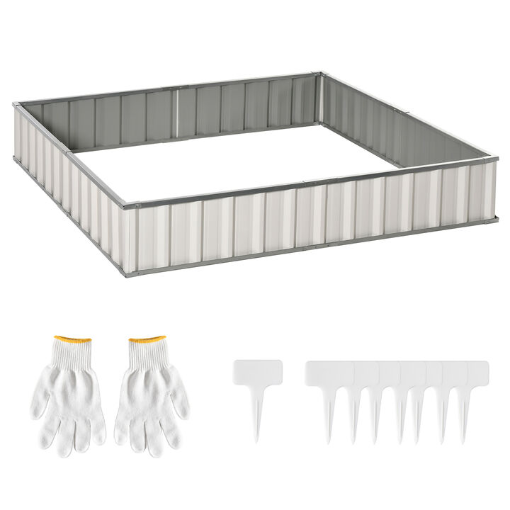 Outsunny 8.5' x 3' x 1' Raised Garden Bed, Galvanized Metal Planter Box for Vegetables Flowers Herbs, White