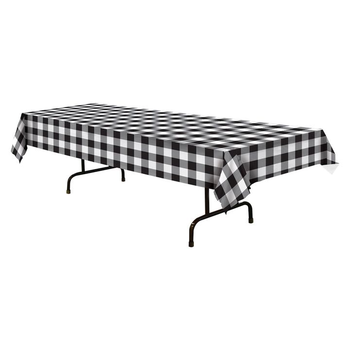 15.75" Black and White Buffalo Plaid Tablecover