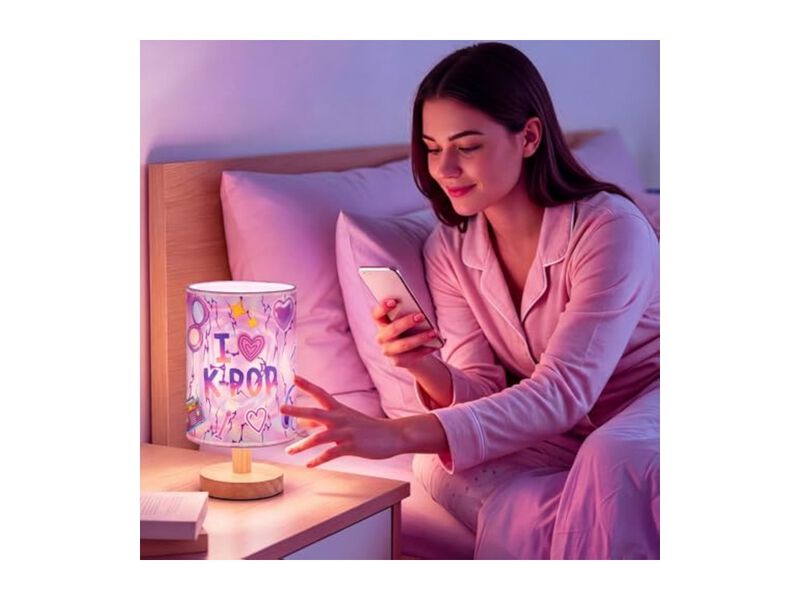 Dimmable 3 Color Bedside Lamp For Bedroom Bedside Purple image number 3