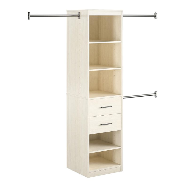 Kelly 5 Shelf / 2 Drawer Closet Organizer with 3 Adjustable Hanging Rods