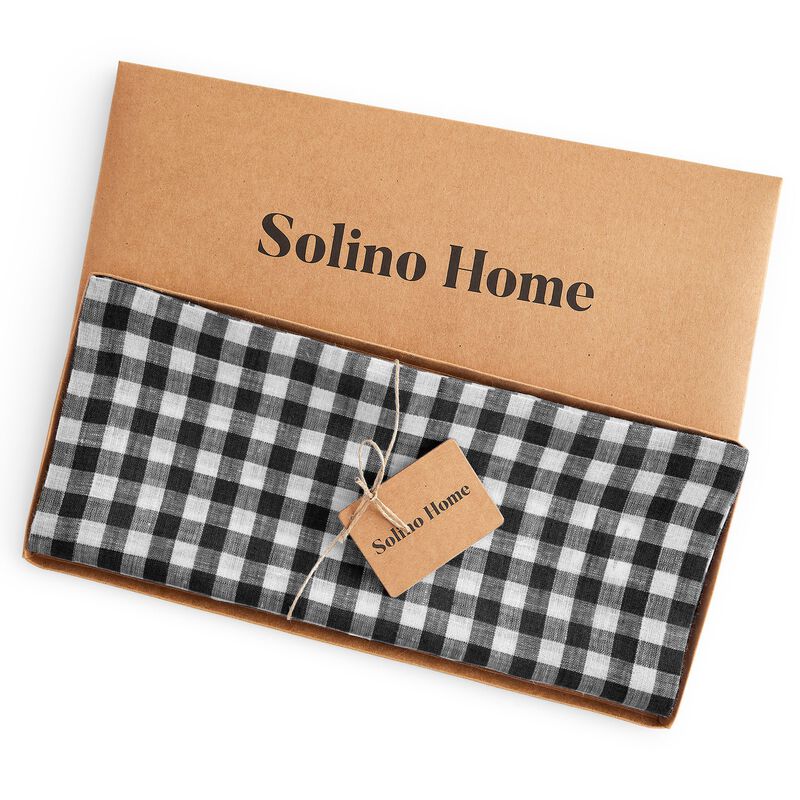 Solino Home 100% Pure Linen Table Runner - Gingham Check