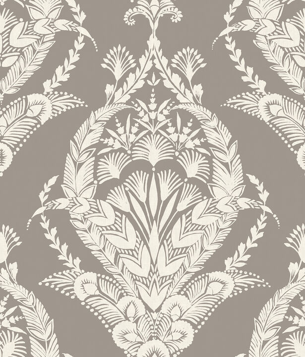Arlie Grey Botanical Damask Wallpaper