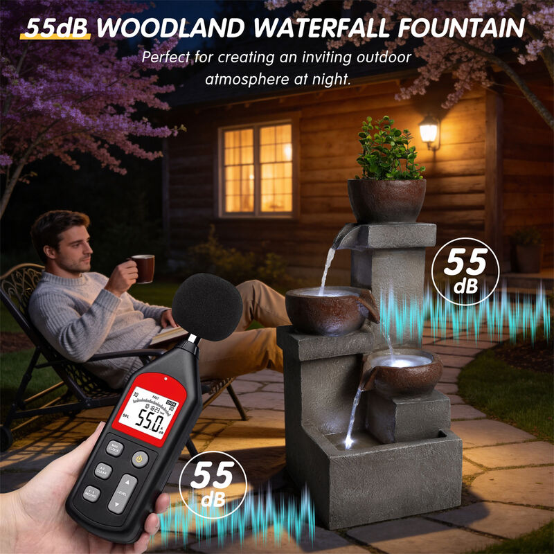 Outdoor Water Fountain Tiered Cascading Jar Waterfall Resin Garden Patio Decor image number 6