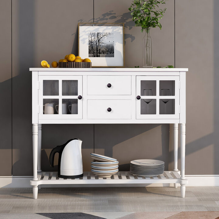 Whisen Farmhouse Sideboard Buffet Storage Cabinet with Bottom Shelf for Dining Room,Living Room - White