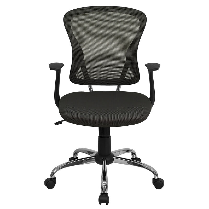 Alfred Mid-Back Dark Gray Mesh Swivel Task Office Chair with Chrome Base and Arms image number 9