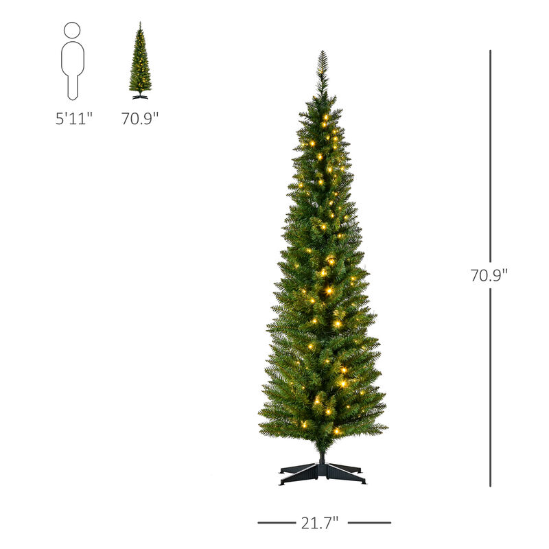 BreeBe 6' Pre-Lit Slim Noble Fir Artificial Christmas Tree with 200 LED Lights image number 2