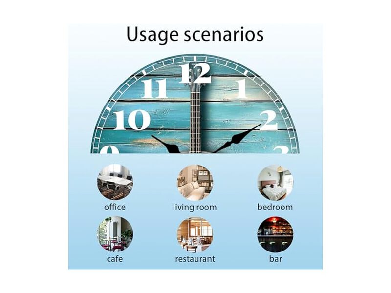 Grain Guitar Wall Clock 12 Inch Silent Non Ticking Battery Operated image number 2