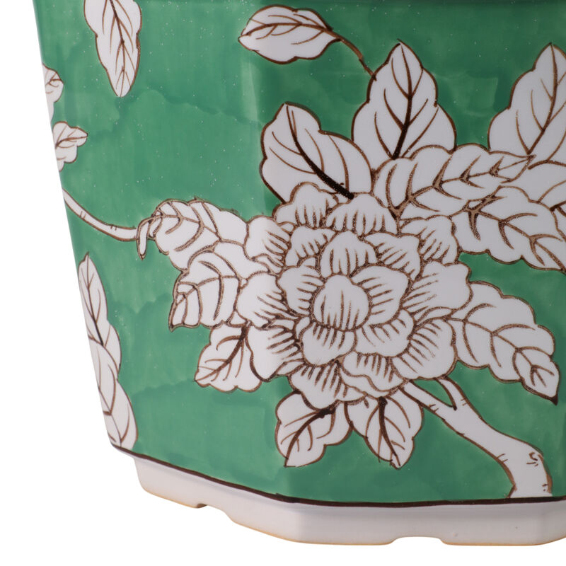 S/2 10/12  Flower Chinoiserie Planters,green image number 3