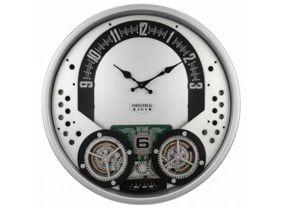 Real Moving Gear Farmhouse Industrial Wall Clock 18 Inch Metal Living Room Decor