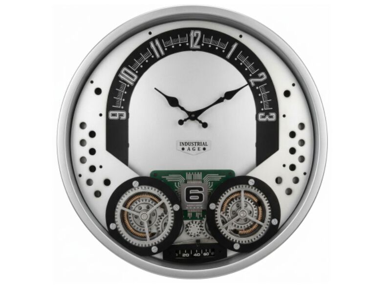 Real Moving Gear Farmhouse Industrial Wall Clock 18 Inch Metal Living Room Decor image number 0