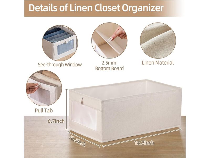 Linen Closet Organizers | 4-Pack Storage Bins for Home Organization image number 2