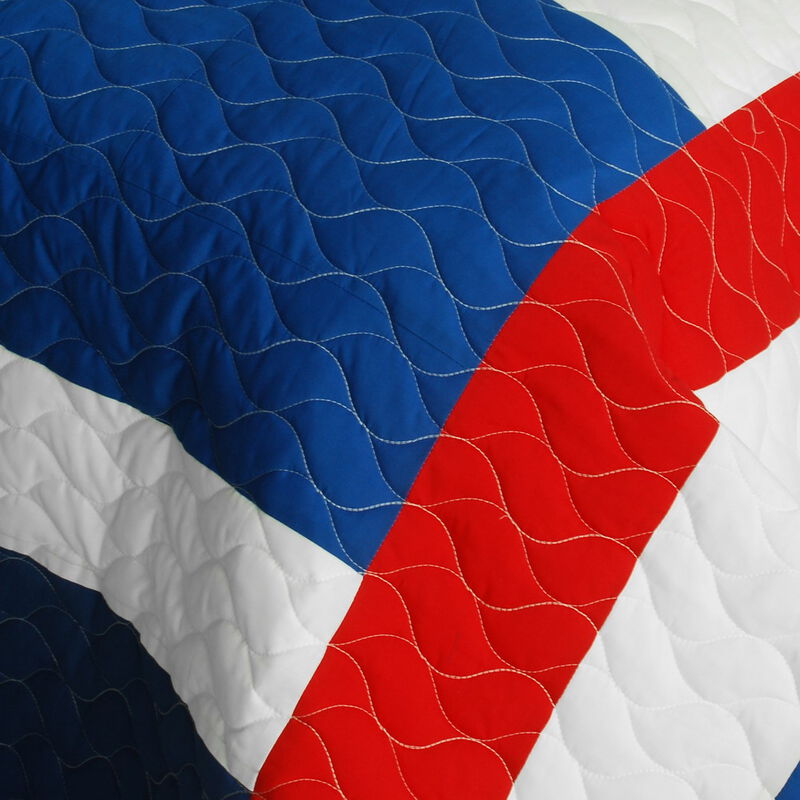 Vermicelli Quilted Patchwork Geometric Quilt Set Full Bedding image number 2