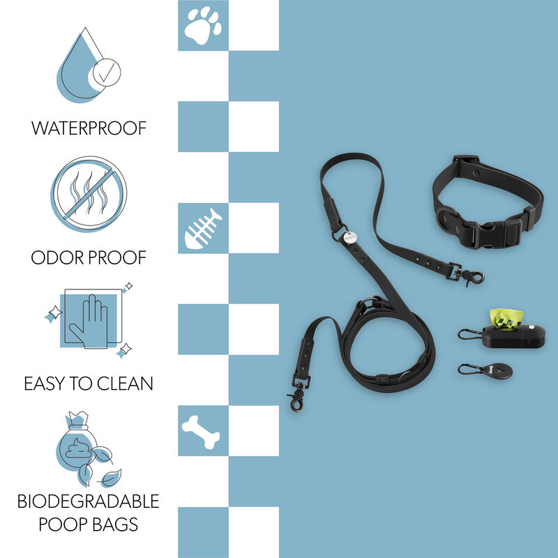 Luna  Adjustable 6-in-1 Waterproof Hands-Free Leash and Collar with LED Flashlight