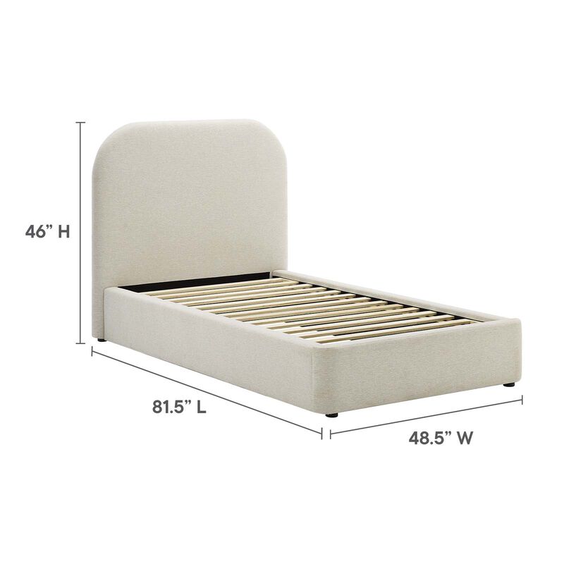 Keynote Upholstered Fabric Curved Twin Platform Bed image number 5